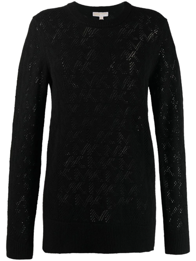 Michael Michael Kors Logo-knit Long-sleeve Jumper In Black