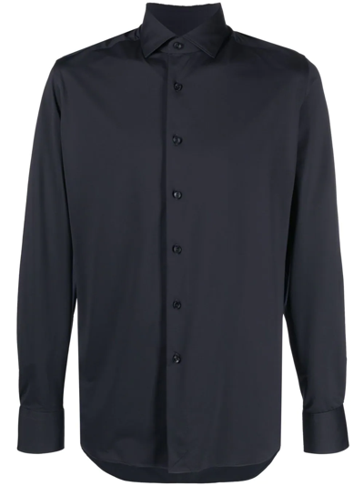 Xacus Long-sleeve Button-up Shirt In Blue