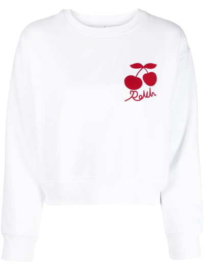 Rokh Embroidered-logo Long-sleeve Sweatshirt In White
