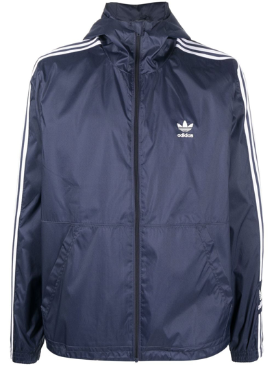 Adidas Originals Zipped Hooded Jacket In Blue