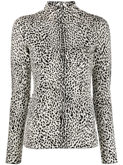 Proenza Schouler Cheetah Jacquard Mock-neck Pullover In Ecrublack