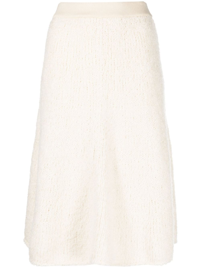 Proenza Schouler Frayed Cotton-blend Midi Skirt In Ecru