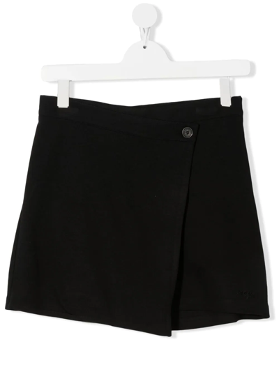 Msgm Teen Overlay-panel Short Shorts In Black