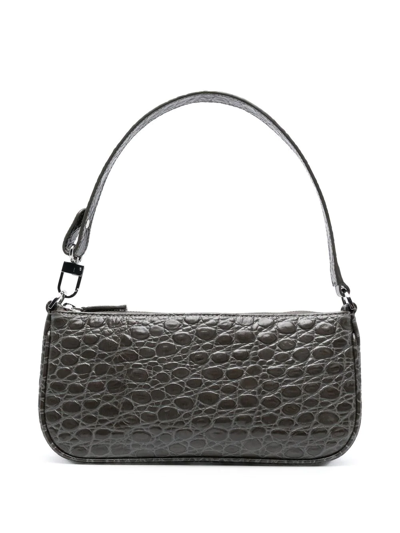 By Far Rachel Crocodile-embossed Shoulder Bag In Black