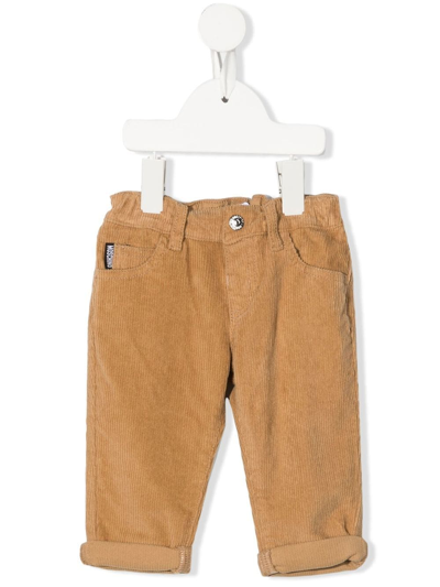 Moschino Baby Boy Corduroy Teddy-bear Patch Trousers In Neutrals