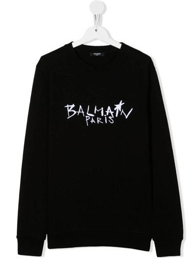 Balmain Teen Logo-print Sweatshirt In Black