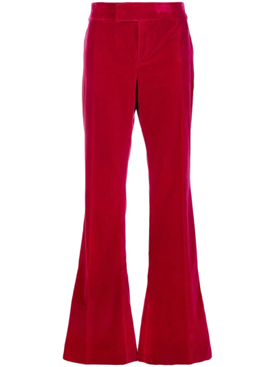 Tom Ford Mid-rise Flare-leg Velvet Pants In Red