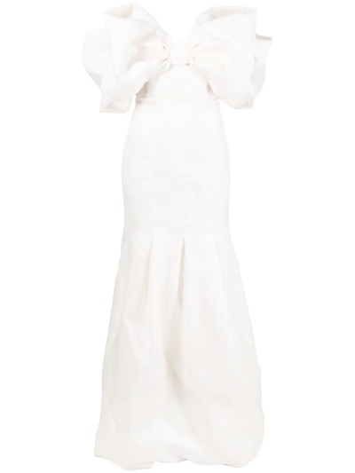 Parlor Off-shoulder Bow Gown In White
