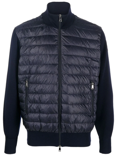 Paul & Shark Padded-panel Knitted Jacket In Blue