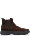 Tod's Brown Suede Ankle Boots With Elastic Side Panels In Brown