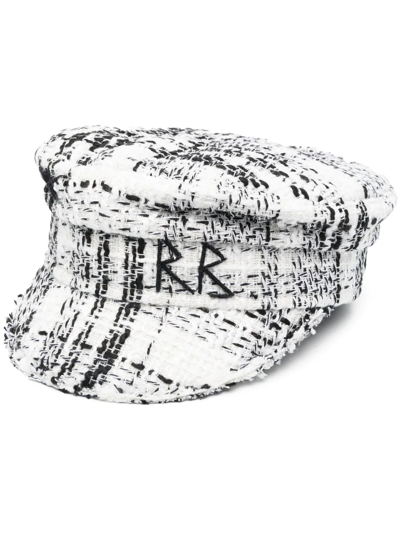 Ruslan Baginskiy Logo Embroidery Chequered Cotton Baker Boy Cap In White