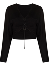 Rta Black Josefa Cropped Cotton Top In Black