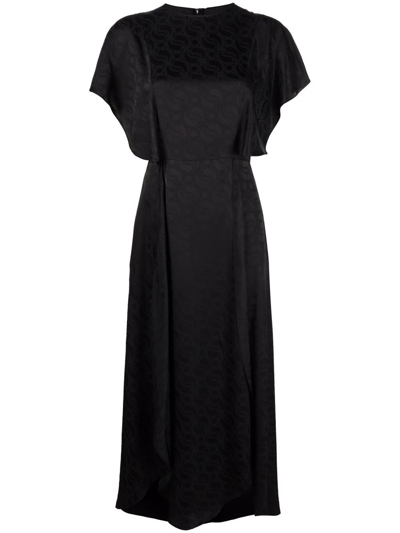 Stella Mccartney Jacquard Monogram Midi Dress In Black