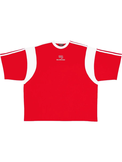 Balenciaga Logo-print Cotton T-shirt In Rosso