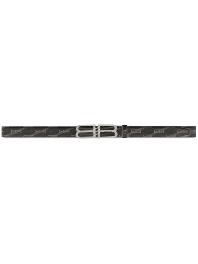 Balenciaga Bb Signature Belt Bb Monogram Coated Canvas In Black Grey