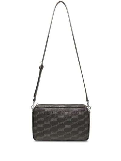 Balenciaga Signature Bb-monogram Camera Bag In Black Grey