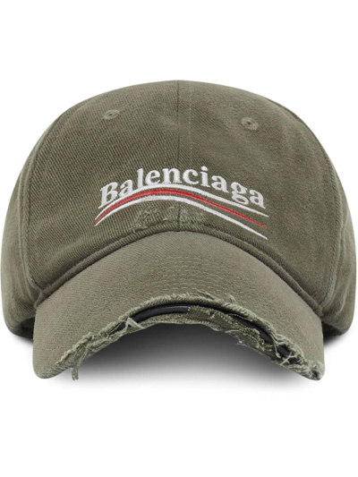Balenciaga Embroidered-logo Baseball Cap In Grey