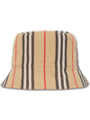 Burberry Reversible Icon Stripe Cotton Bucket Hat In Neutrals