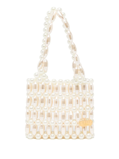 0711 Pearl-embellished Tote Bag In Yellow
