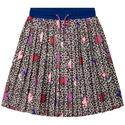 Marc Jacobs Kids' Leopard Letter-print Skirt In Neutrals