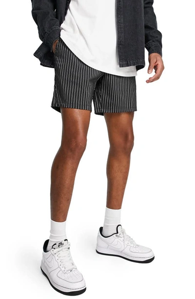 Topman Skinny Striped Shorts In Black And White