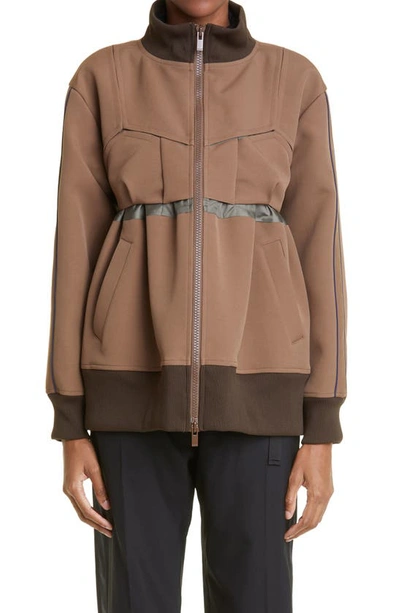 Sacai Blouson Technical Jersey Zip Jacket In Beige | ModeSens