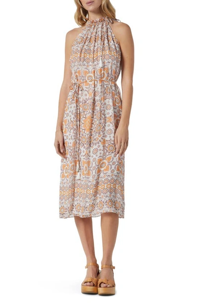 Joie Marietta Halter Neck Cotton Midi Dress In Orange