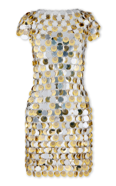 Paco Rabanne Paillette-embellished Chainmail Mini Dress In Metallic