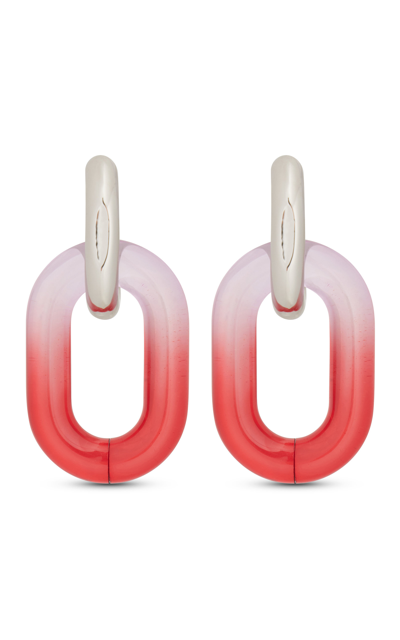 Paco Rabanne Xl Link Oversized Silver-tone And Resin Earrings In Red
