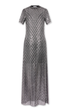 Rabanne Semi-sheer Metallic Maxi Dress In Silver