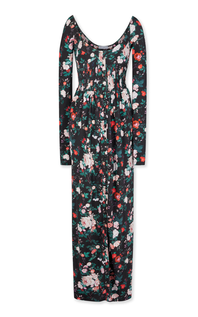 Paco Rabanne Floral-print Stretch-jersey Maxi Dress In Black