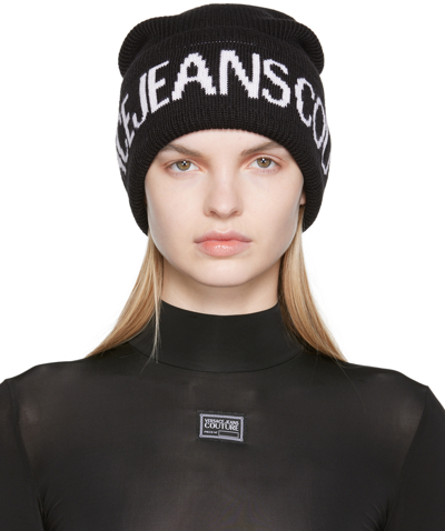 Versace Jeans Couture Basic Macrologo Black White Beanie