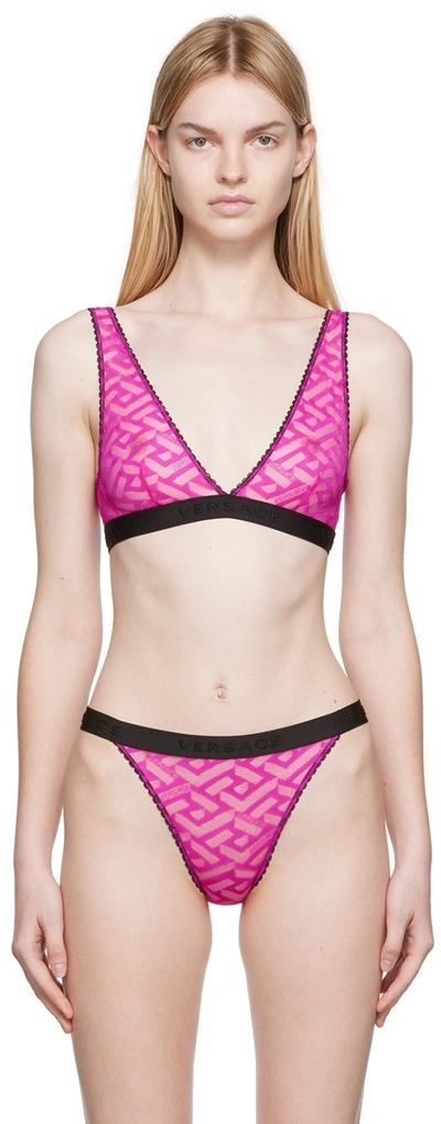 Versace Pink Semi-sheer Bra In 1pa40 Fuchsia