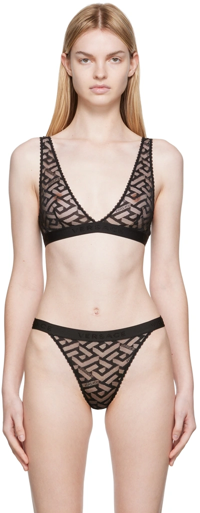 Versace Black Semi-sheer Bra In 1b000 Black