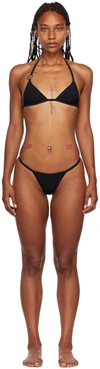 Dolce & Gabbana Embellished Halterneck Triangle Bikini In N0000 Nero