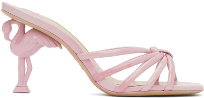 Sophia Webster Flo Flamingo Patent Leather Mid-heel Mules In Pink