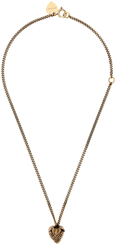 Acne Studios Strawberry-pendant Curb-chain Necklace In Gold