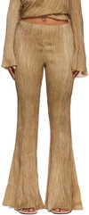 Acne Studios Pika Crinkle Flared-leg Silk Trousers In Caramel Brown