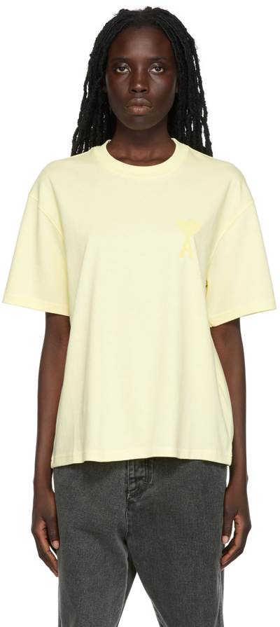 Ami Alexandre Mattiussi Yellow Ami De Cœur T-shirt In 703 Pale Yellow