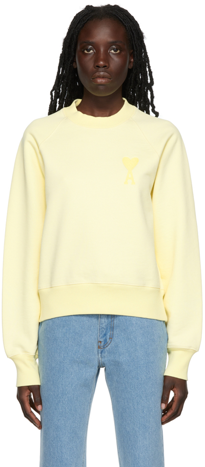 Ami Alexandre Mattiussi Yellow Ami De Cœur Sweatshirt In 703 Pale Yellow