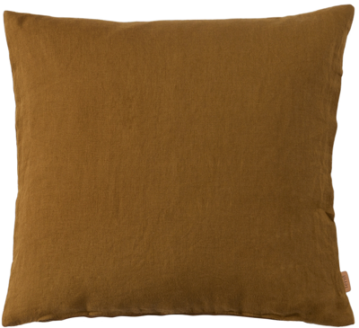 Ferm Living Brown Linen Cushion In Sugar Kelp