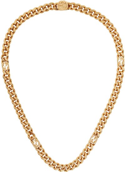 Gucci Interlocking-g Gourmette Necklace In Gold