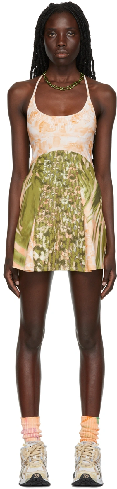 Collina Strada Ssense Exclusive Green Dress In Olive Butterflies