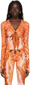 Collina Strada Ssense Exclusive Orange Top In Orange Butterflies