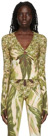Collina Strada Ssense Exclusive Green Top In Olive Butterflies