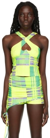 Collina Strada Ssense Exclusive Yellow & Green Top In Lime Plaid