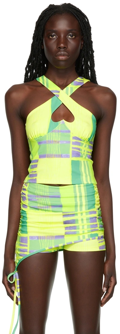 Collina Strada Ssense Exclusive Yellow & Green Top In Lime Plaid