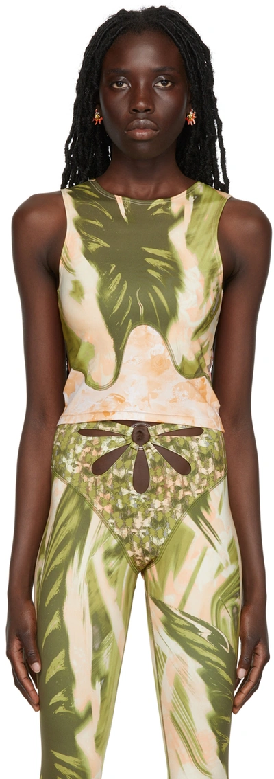 Collina Strada Ssense Exclusive Multicolor Top In Olive Butterflies