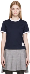 Thom Browne Navy Ringer T-shirt In Blue