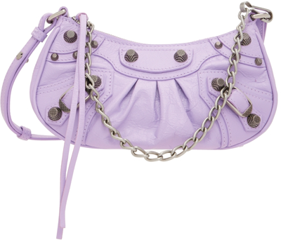 Balenciaga Purple Le Cagole Mini Leather Shoulder Bag